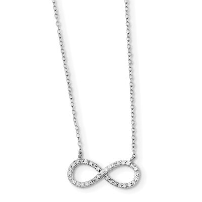 CZ Infinity 2 In Ext Necklace Sterling Silver Rhodium-plated QG3479-16, MPN: QG3479-16, 191101194788