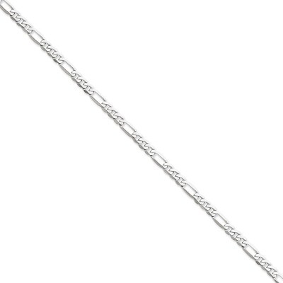 5.0mm Flat Figaro Chain 8 Inch 14k White Gold WFIG120-8, MPN: WFIG120-8, 886774419978
