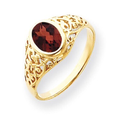 Garnet Checker Ring 14k Gold 7x5mm Oval Y4673GC, MPN: Y4673GC, 883957584331
