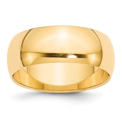 8mm Half-Round Wedding Band 14k Gold HR080 Engravable, MPN: HR080, 886774483573
