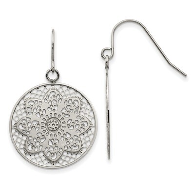 Cut-out Flower Shepherd Hook Earrings Stainless Steel Polished SRE1293 by Chisel, MPN: SRE1293, 191…