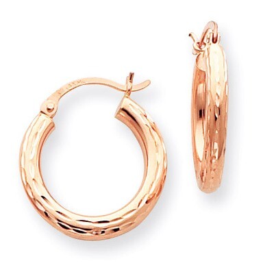 3mm Diamond-cut Hoop 14k Rose Gold T1015, MPN: T1015, 883957286044