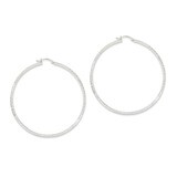 Diamond-cut 3.5x65mm Hollow Hoop Earrings 14k White Gold TC817, MPN: TC817, 886774731384