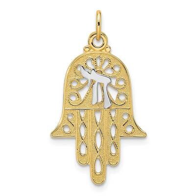 Solid Hamsa and Chai Symbol Pendant 14k Two-Tone Gold XR1991, MPN: XR1991, 196904081778