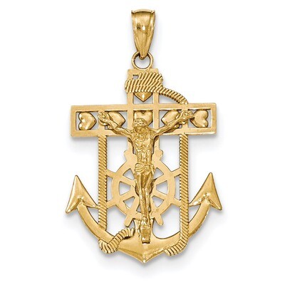 Mariners Crucifix Pendant 14K Gold Polished &amp; Textured K5580, MPN: K5580, 637218168491