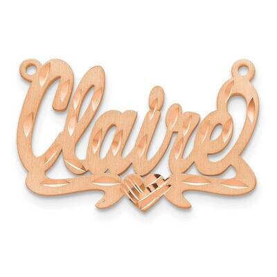 Satin Diamond-Cut Heart Name Plate Sterling Silver Rose-plated XNA177RP, MPN: XNA177RP,