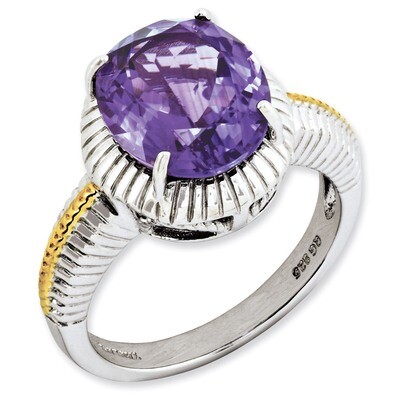 Flash Gold-plate Amethyst Ring Sterling Silver QR3172AM, MPN: QR3172AM, 883957404172