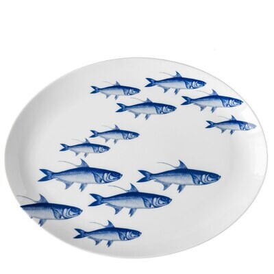 Caskata School of Fish Medium Coupe Oval Platter Blue COVL-420, MPN: COVL-420, 817325013468