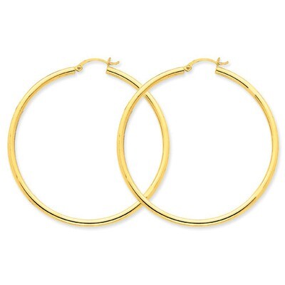 2.5mm Lightweight Round Hoop Earrings 14k Gold Polished T928L, MPN: T928L, 883957287683