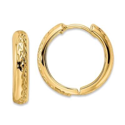Textured 3x15mm Hinged Hoop Earrings 14k Gold Polished TM813, MPN: TM813, 191101801181