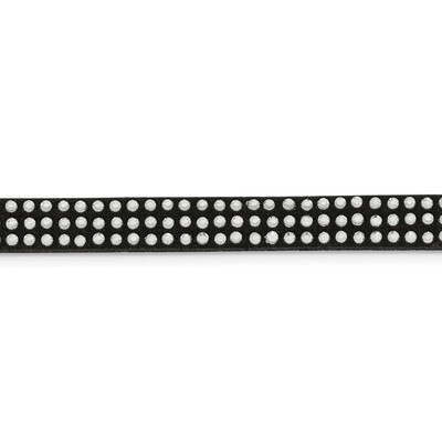 Black Leather and Crystal 11.75 Inch with 3 Inch Extender Choker Stainless Steel SRN2533-11.75 by C…