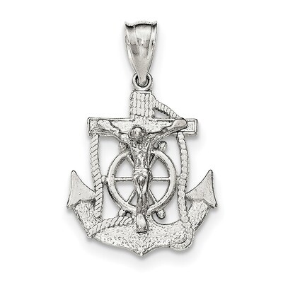 Mini Mariner INRI Crucifix Pendant Sterling Silver Polished QC8358, MPN: QC8358, 191101359101