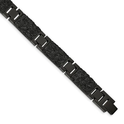 Black IP plated Wire Inlay 8.5 Inch Bracelet Stainless Steel Polished SRB1914-8.5 by Chisel, MPN: S…