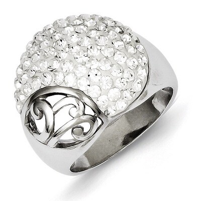 Sterling Silver Rhodium Plated Stellux Crystal Ring QR4171-7