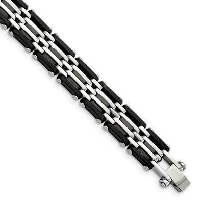 Black Rubber Bracelet Stainless Steel Polished SRB1371-8.25 by Chisel, MPN: SRB1371-8.25, 886774971…