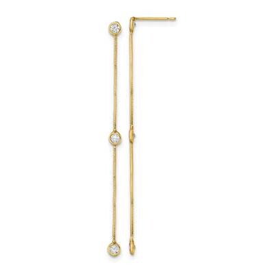 CZ Diamond Chain Dangle Post Earrings 14K Yellow Gold Polished YE1931, MPN: YE1931, 191101799631