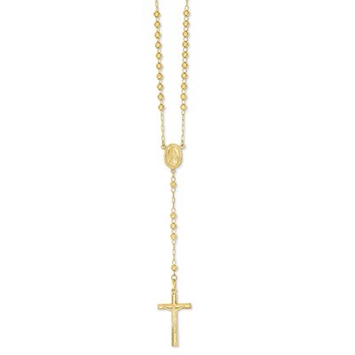 4mm Beaded Rosary Necklace 24 Inch 14k Gold Diamond-cut SF2066-24, MPN: SF2066-24, 886774619187
