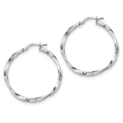 Twisted Hoops Earrings Sterling Silver Rhodium-plated Polished QE13270, MPN: QE13270, 191101233814