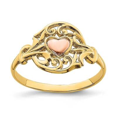 Polished Filigree Around Heart Ring 14k Two-tone Gold R944, MPN: R944, 196904042229