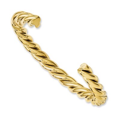 Twisted Polished Yellow IP-plated Cuff Bangle - Stainless Steel SRB1002 by Chisel, MPN: SRB1002, 88…
