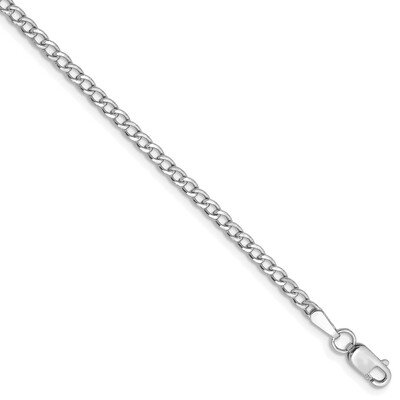 9 Inch 2.5mm Semi-Solid Curb Link Chain 14k White Gold BC123-9, MPN: BC123-9, 886774565248