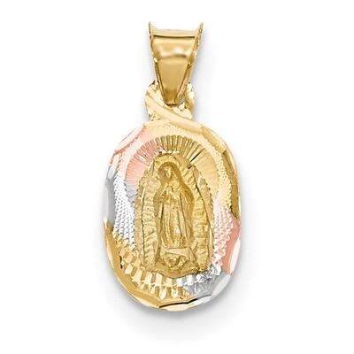 Diamond -cut Lady of Guadalupe Oval Pendant 14k &amp; Rhodium Polished K5637, MPN: K5637, 886774618906