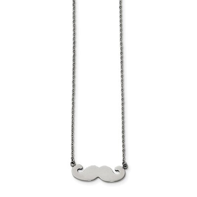 Polished Mustache Necklace Stainless Steel SRN1848-18