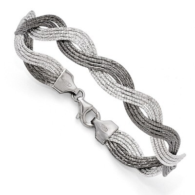 Leslie&#39;s Rhodium-plated Diamond-cut Bracelet 7 Inch - Sterling Silver HB-QLF404-7, MPN: QLF404-7, 8…