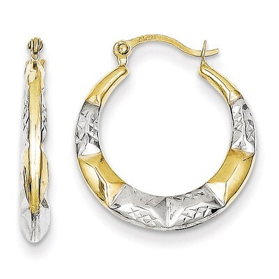 Hollow Hoop Earrings 10K Gold &amp; Rhodium 10ER257, MPN: 10ER257, 883957518305