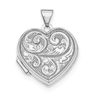 18Mm Heart with Scrolls Locket Sterling Silver Rhodium-plated QLS597, MPN: QLS597, 191101192418