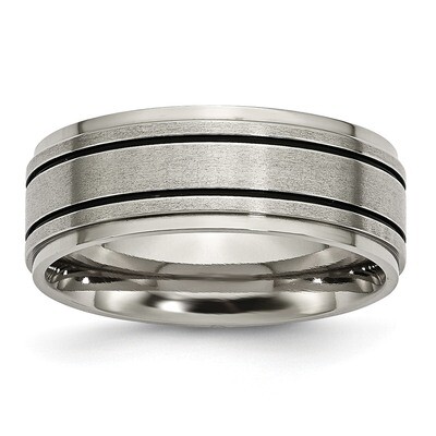 Enameled Flat 8mm Satin &amp; Polished Band Titanium TB337 by Chisel, MPN: TB337, 886774531700