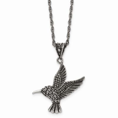 Marcasite and Antiqued Bird Necklace Stainless Steel SRN1380-18 by Chisel, MPN: SRN1380-18, 1911016…