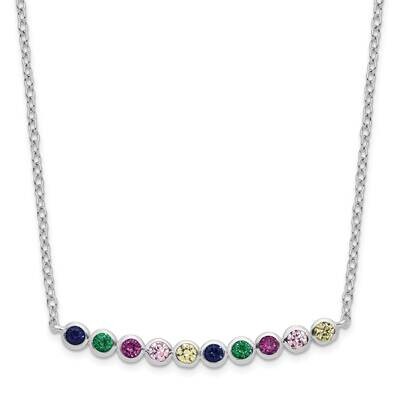 Multi-Color CZ Diamond Bar Necklace 18 Inch Sterling Silver Rhodium-Plated Polished QG6110-18, MPN:…