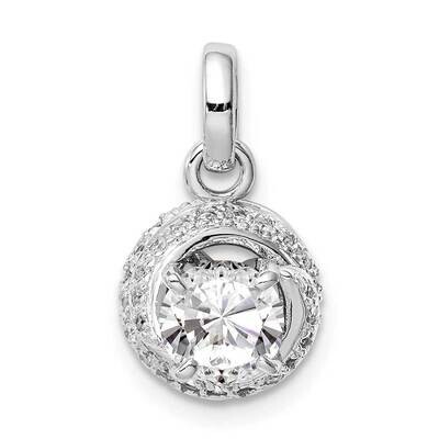6mm CZ Diamond Swirl Pendant Sterling Silver Rhodium-plated QP5063, MPN: QP5063, 883957814018
