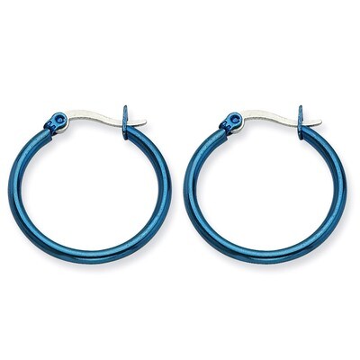 Blue IP plated 26mm Hoop Earrings - Stainless Steel SRE424 by Chisel, MPN: SRE424, 886774039497