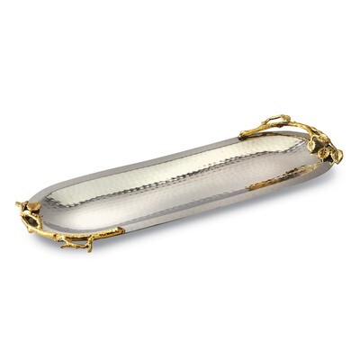 Golden Vine Hammered Narrow Oval Tray Stainless Steel GM14128, MPN: GM14128, 15227700367