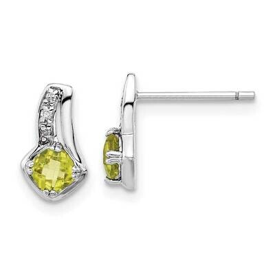 Sterling Silver Peridot and Diamond Earrings EXS1945/PER-SSBS45