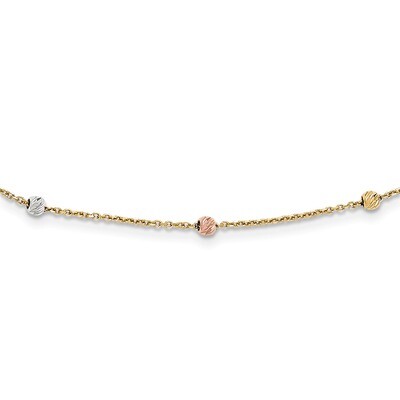 Beaded Necklace 14k Tri-color Gold Polished Diamond-cut SF2270-18, MPN: SF2270-18, 191101367052