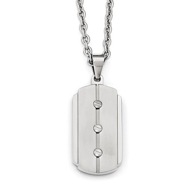 Brushed and Polished Dog Tag Necklace - Stainless Steel SRN1990-24 by Chisel, MPN: SRN1990-24, 1911…