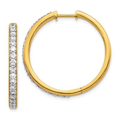 Diamond Hoop Earrings 14k Yellow Gold EM4267-125-YA, MPN: EM4267-125-YA, 883957263526