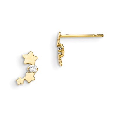CZ Children&#39;S Star Post Earrings 14k Gold GK780, MPN: GK780, 191101363139