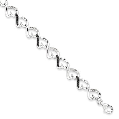 Black &amp; White Diamond Bracelet Sterling Silver QDX1214, MPN: QDX1214, 818050013730