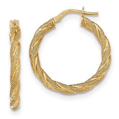 Hoop Earrings 14k Gold Twisted Textured  TH694, MPN: TH694, 191101458811
