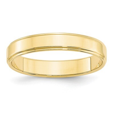 4mm Flat with Step Edge Band 10k Yellow Gold 1FLE040 Engravable, MPN: 1FLE040, 886774447001