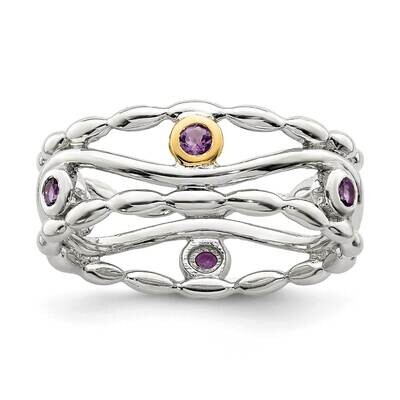 Amethyst Ring Sterling Silver with 14k Gold Accent QTC1558, MPN: QTC1558, 883957746203