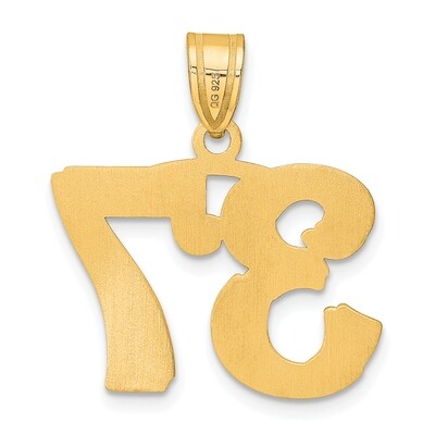 Number 37 Pendant 14k Gold Polished Etched AEN37, MPN: AEN37, 196904080948
