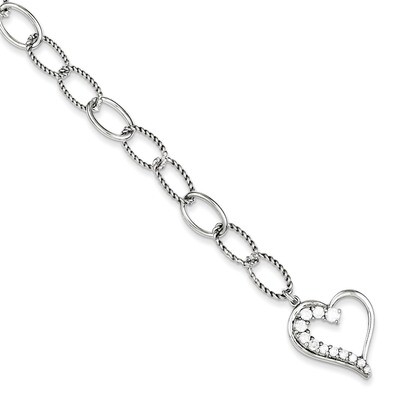 7.5 Inch Journey Heart Diamond Dangle Bracelet Sterling Silver QG2178-7.5, MPN: QG2178-7.5, 8867741…