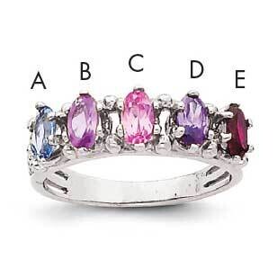 5 Genuine Stone Family Ring 14k White Gold XMRW52/5GY, MPN: XMRW52/5GY, 883957165486