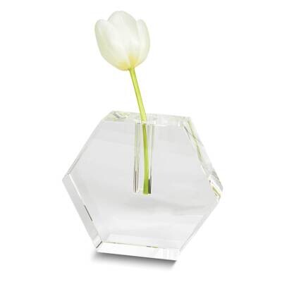Crystal Glass Hexagon Flat Bud Small Vase GM26053S, MPN: GM26053S,