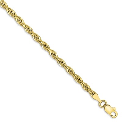 7 Inch 3.0mm Semi-Solid Rope Chain 10k Yellow Gold 10BC133-7, MPN: 10BC133-7, 883957725437